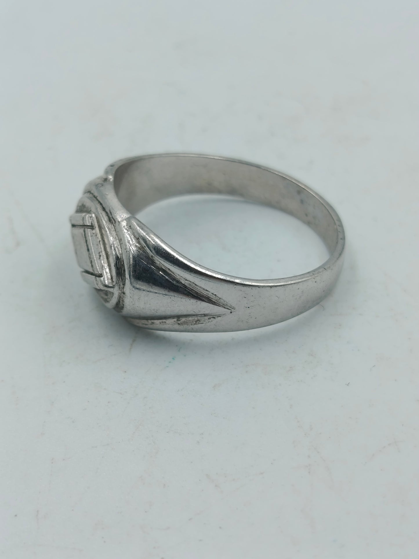 925 Silber Herrenring mit Gravur Rechteck Muster Gr70 Schlicht Klassisch