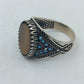 925 Silber Ring Tigerauge Orientalisch Vintage Verziert Gr 65