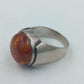 800 Silber Ring Mit Bernstein Cabochon Vintage Handarbeit