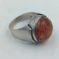 800 Silber Ring Mit Bernstein Cabochon Vintage Handarbeit