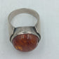 800 Silber Ring Mit Bernstein Cabochon Vintage Handarbeit