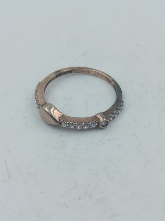 925 Silber Rosé Damenring mit Zirkonia Elegant Fein