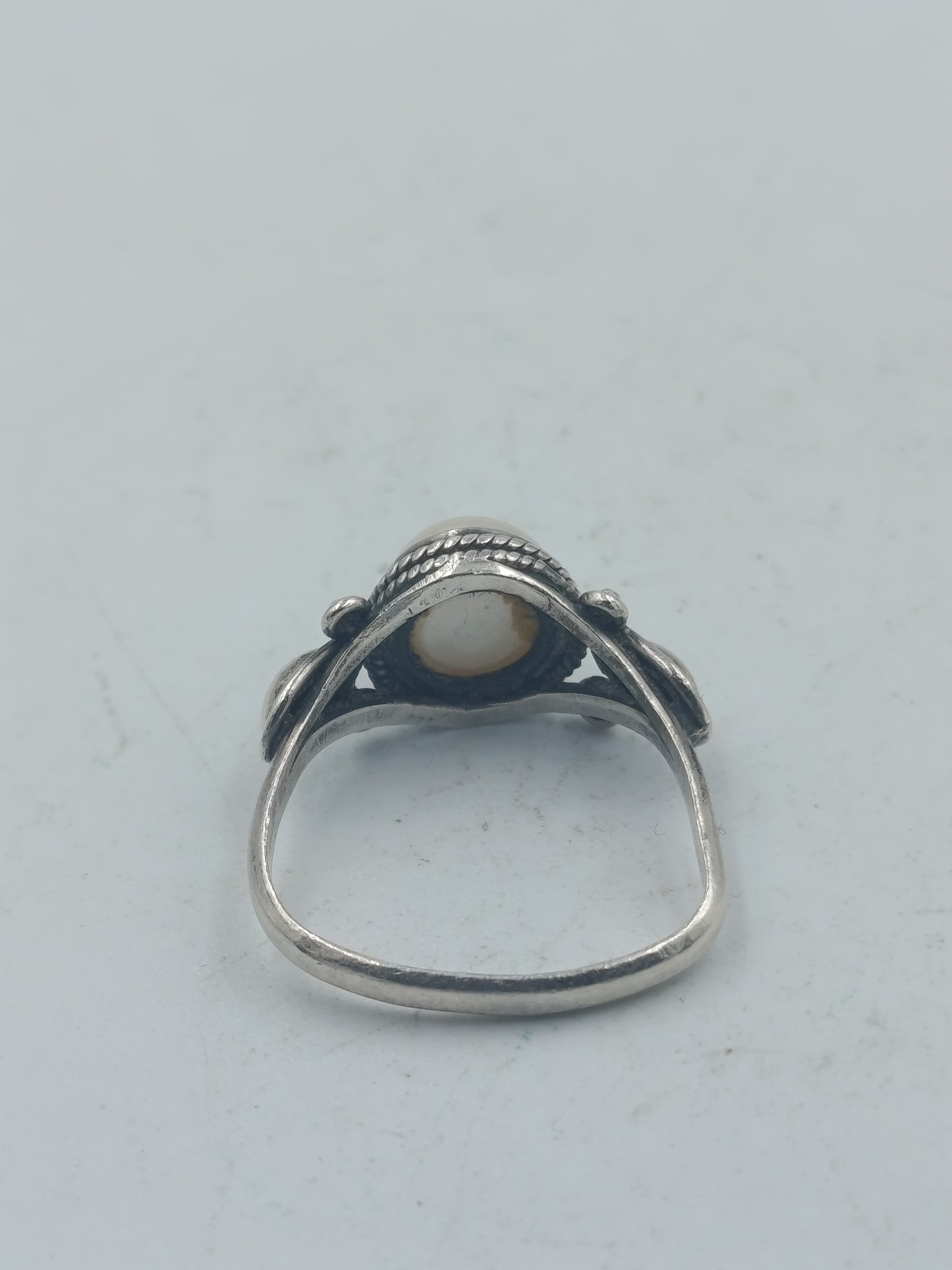 925 Silber Ring Perle Filigran Vintage Damen Gr51