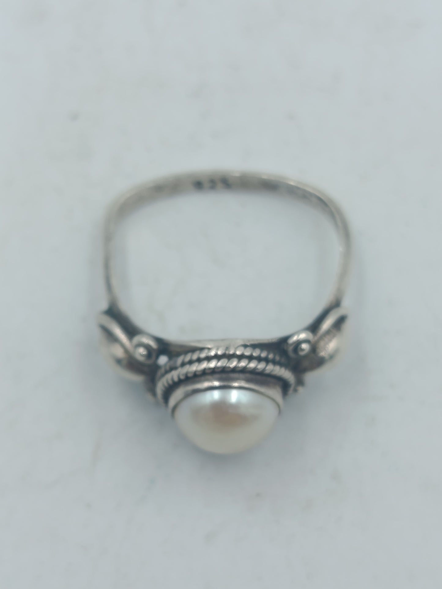 925 Silber Ring Perle Filigran Vintage Damen Gr51
