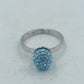 925 Silber Ring Blau Kristallkugel Funkelnd Modern Gr55