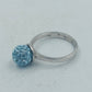 925 Silber Ring Blau Kristallkugel Funkelnd Modern Gr55