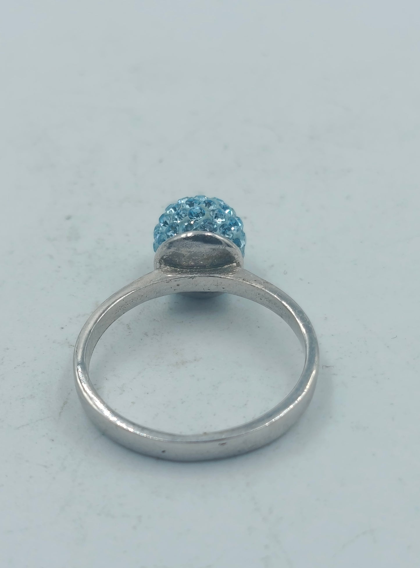 925 Silber Ring Blau Kristallkugel Funkelnd Modern Gr55