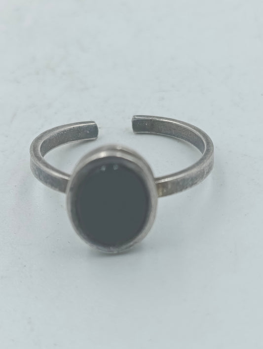 925 Silber Ring mit schwarzem Stein verstellbar elegant schlicht