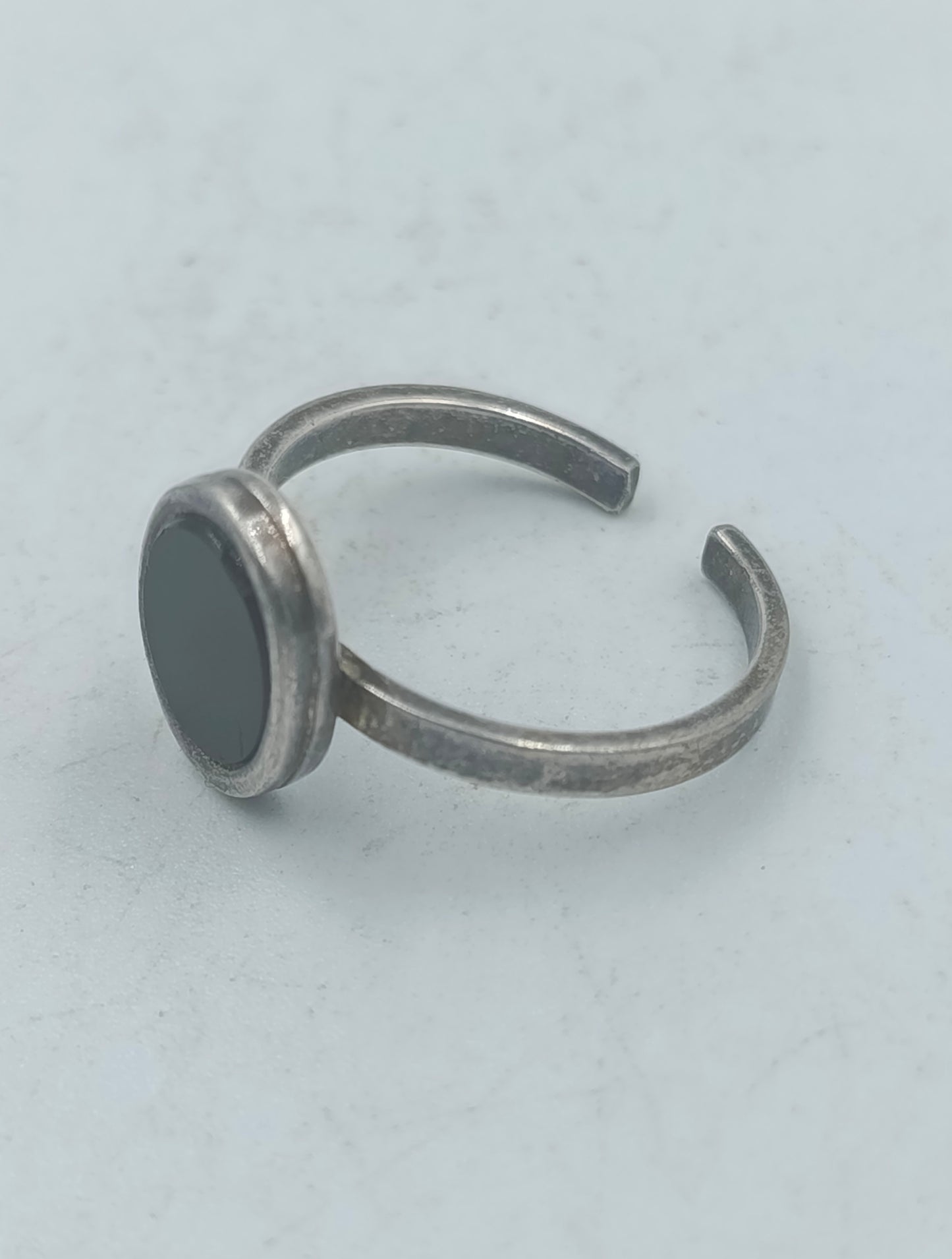 925 Silber Ring mit schwarzem Stein verstellbar elegant schlicht