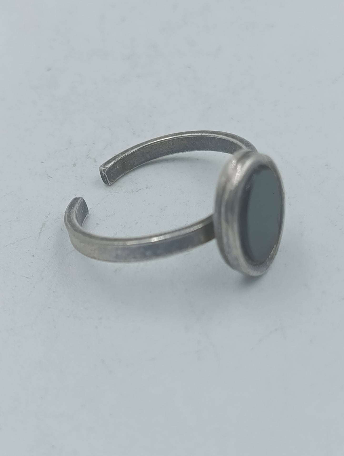 925 Silber Ring mit schwarzem Stein verstellbar elegant schlicht