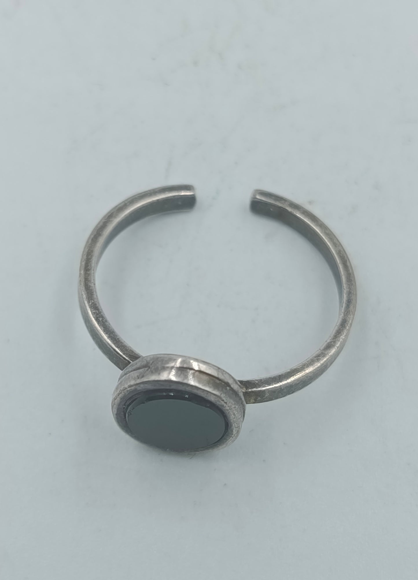 925 Silber Ring mit schwarzem Stein verstellbar elegant schlicht