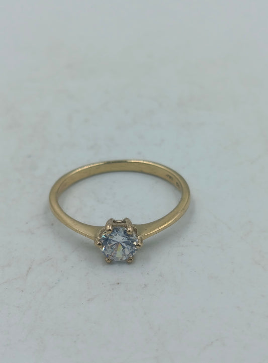 925 Silber Ring vergoldet mit funkelnden klarem Stein