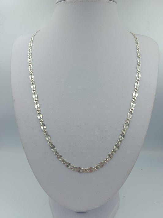 925 Silber Halskette Figaro 55cm Glanz Silberkette