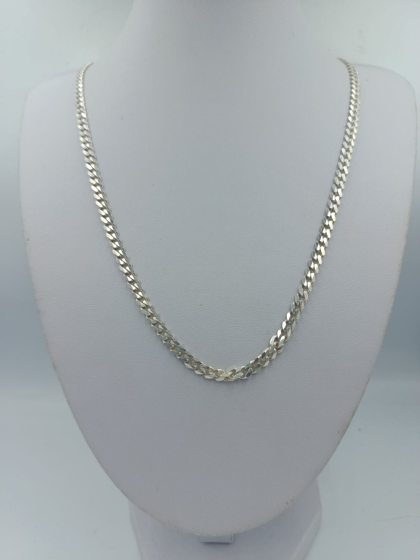 925 Silber Halskette im Flachpanzerdesign, 64 cm