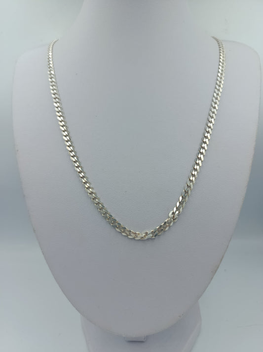 925 Silber Halskette im Flachpanzerdesign, 64 cm