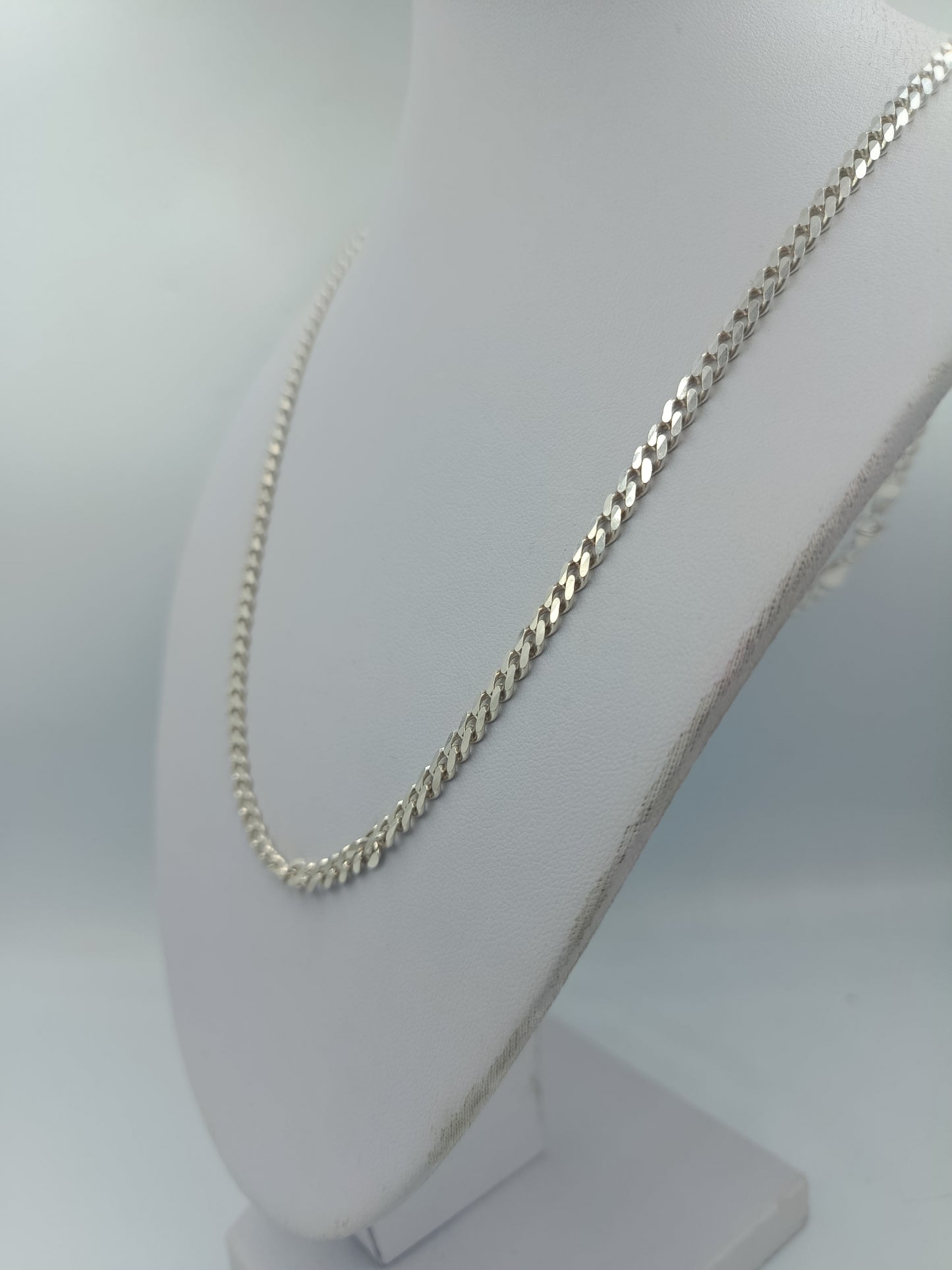 925 Silber Halskette im Flachpanzerdesign, 64 cm