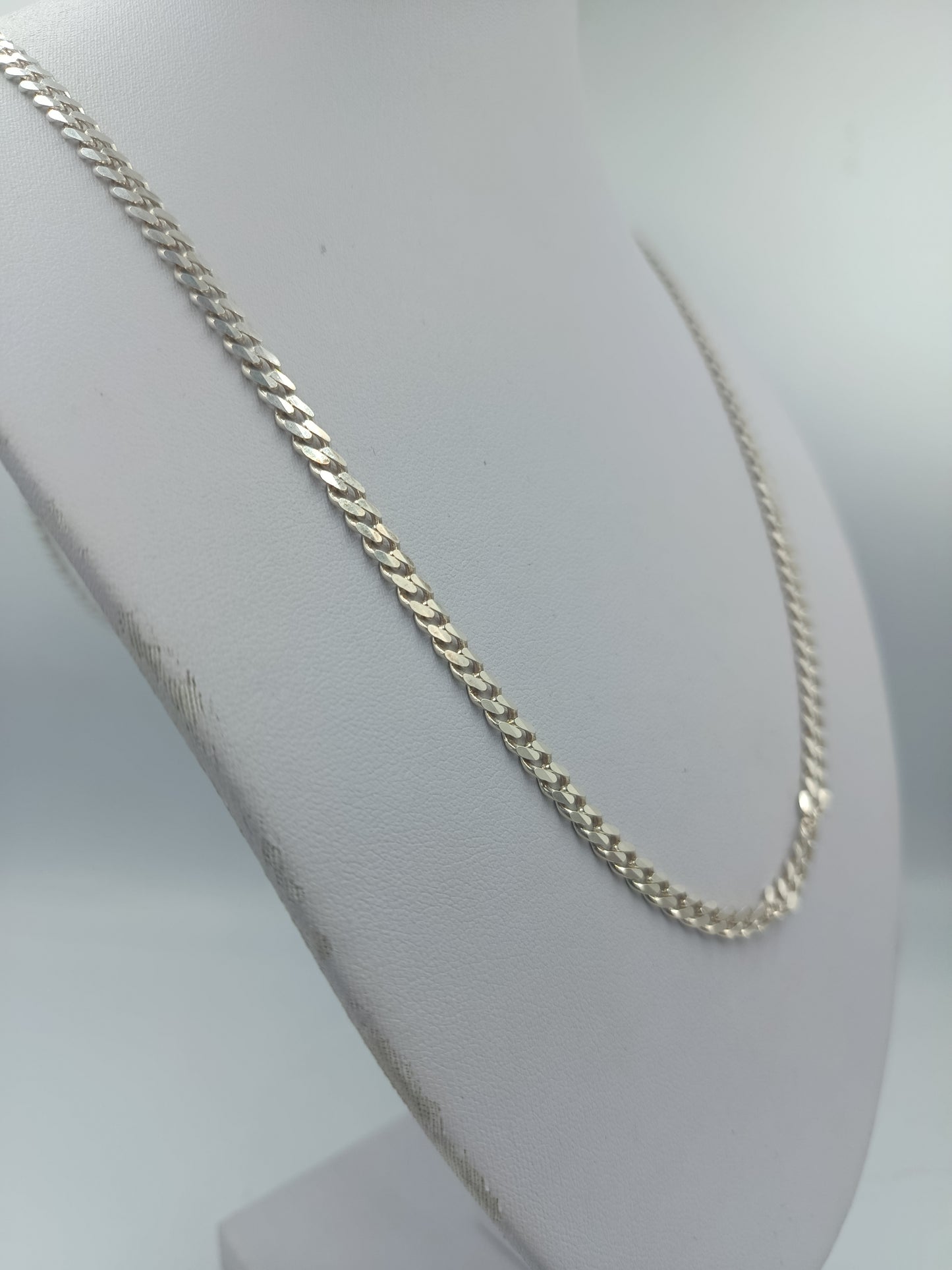 925 Silber Halskette im Flachpanzerdesign, 64 cm