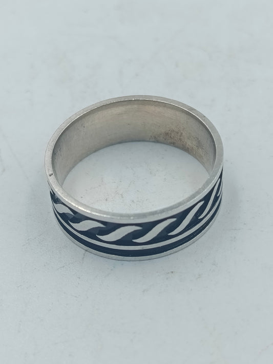 925 Silber Ring mit schwarz silbernem Muster Gr65