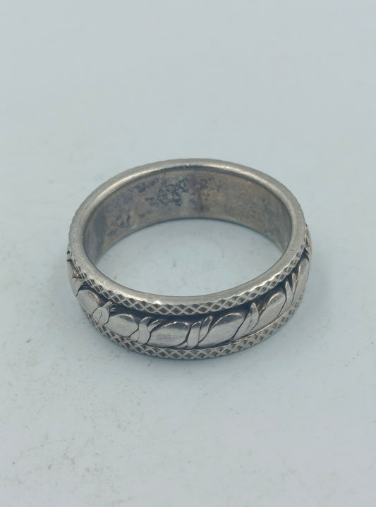 925 Silber Ring mit breitem Musterband Größe 65