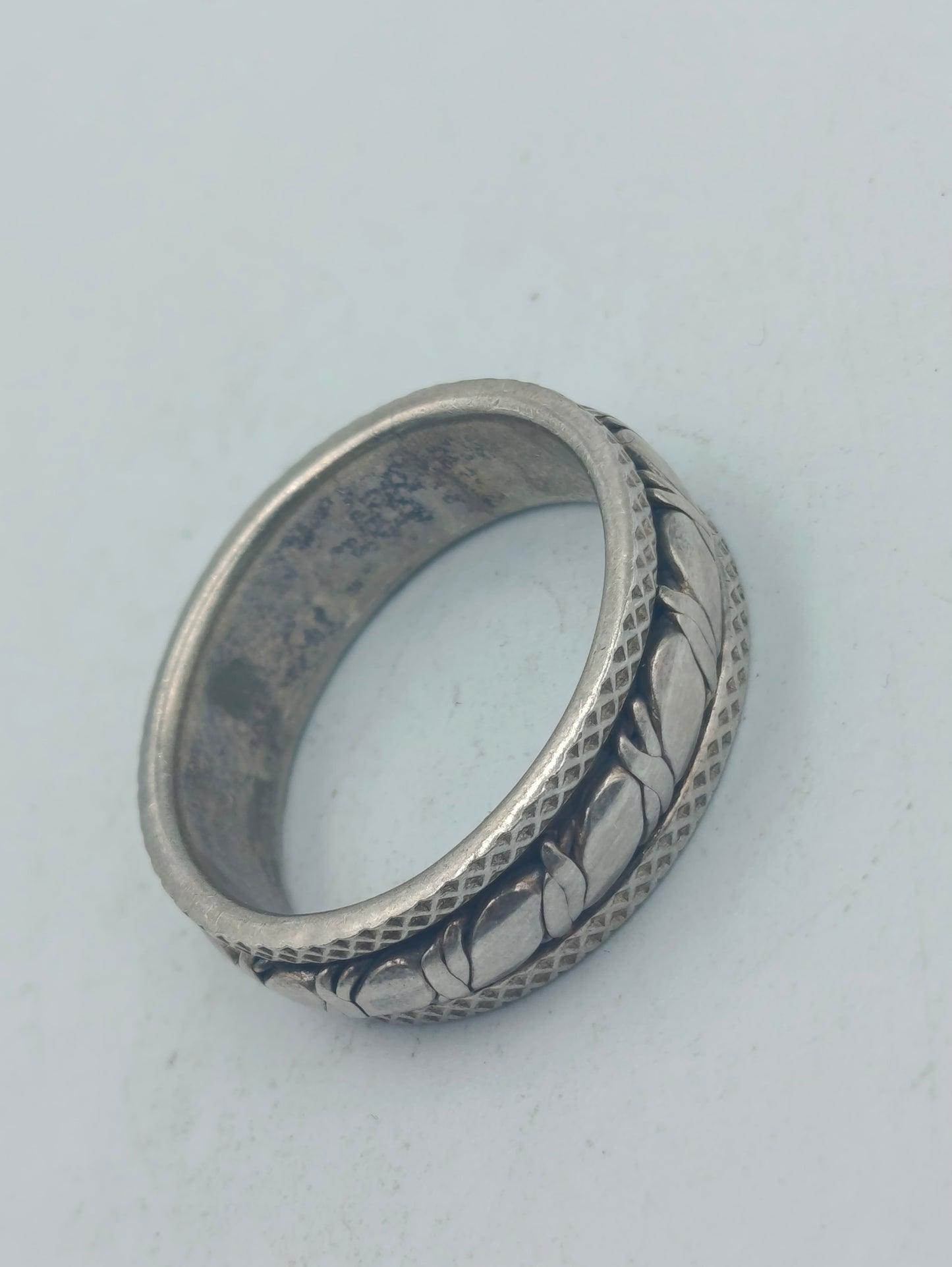 925 Silber Ring mit breitem Musterband Größe 65