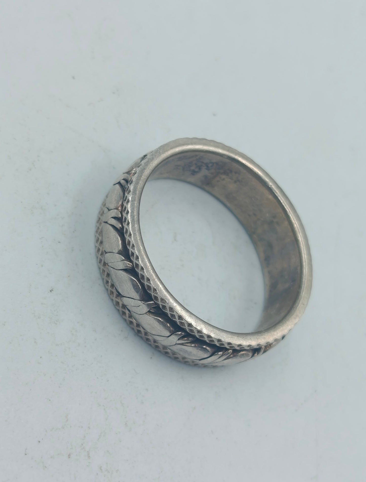 925 Silber Ring mit breitem Musterband Größe 65