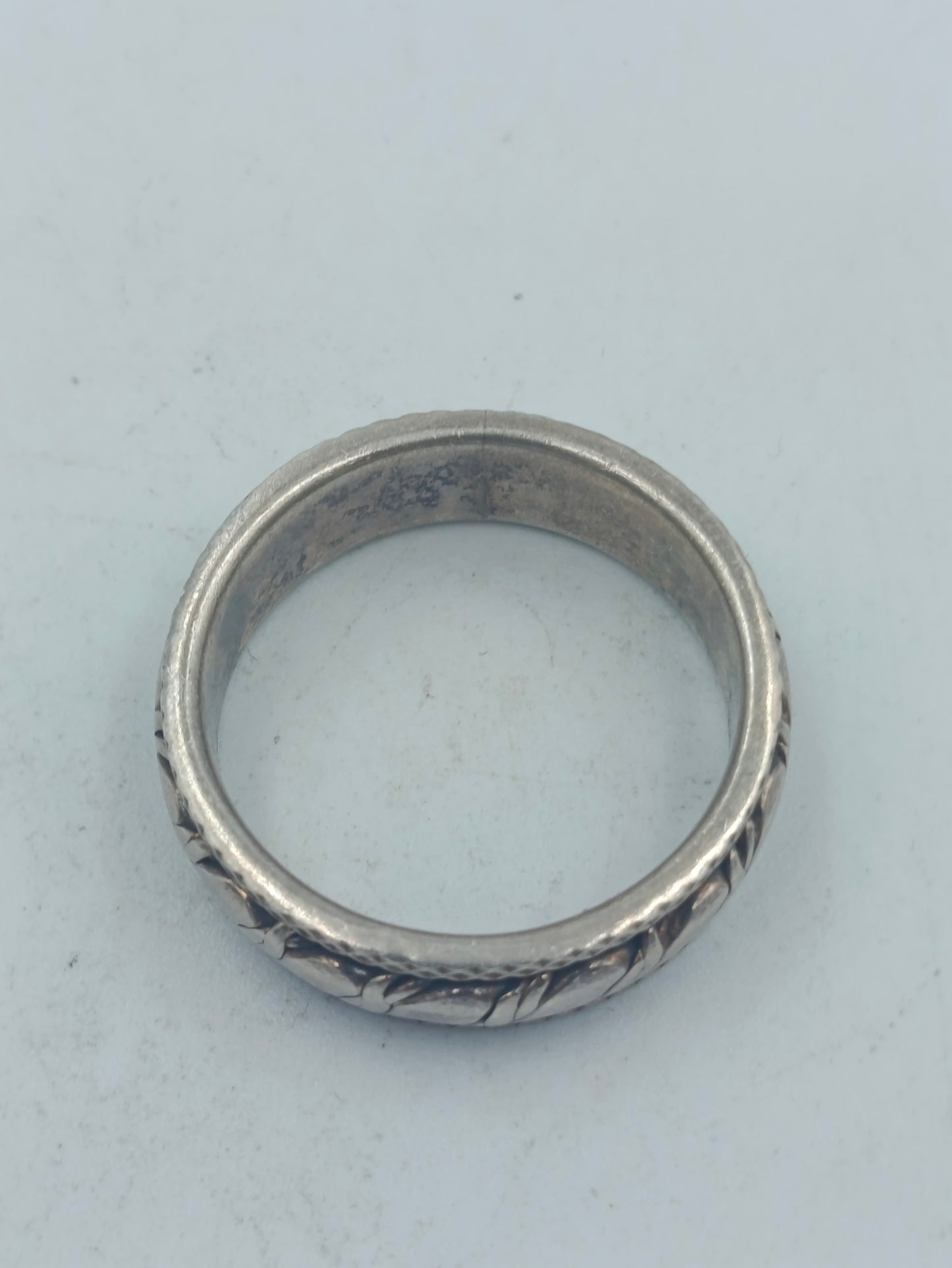 925 Silber Ring mit breitem Musterband Größe 65