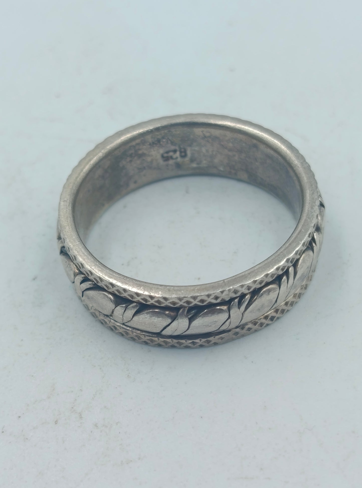 925 Silber Ring mit breitem Musterband Größe 65