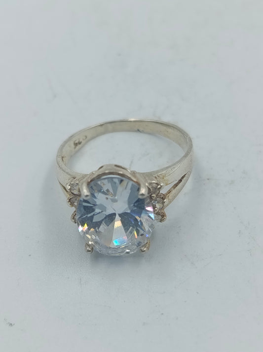 Eleganter 925 Silber Ring mit großem klaren Stein Klassische elegante Fassung