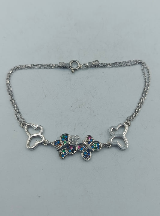 Schmetterlings Armband aus 925 Silber mit bunten Steinen