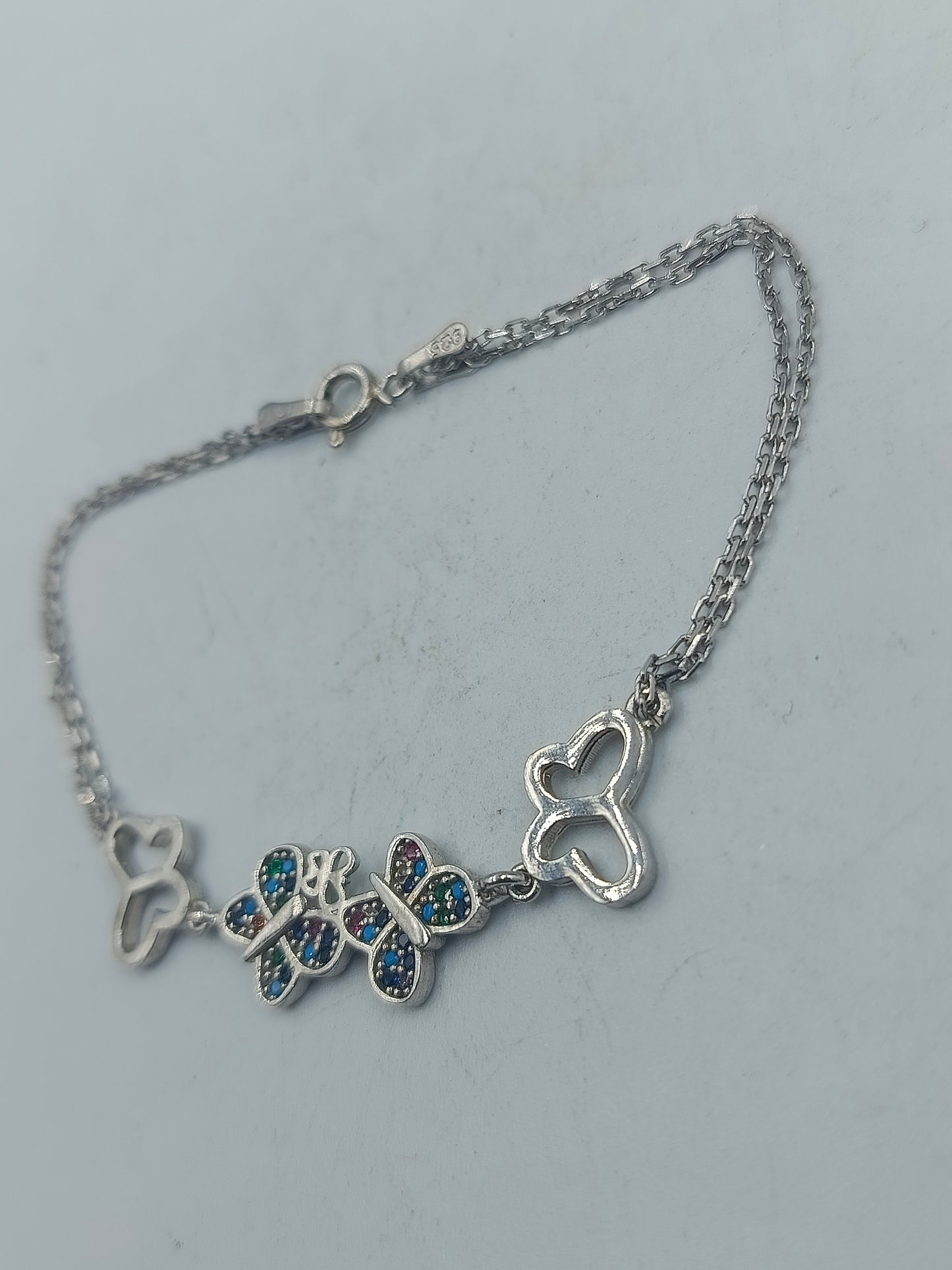 Schmetterlings Armband aus 925 Silber mit bunten Steinen