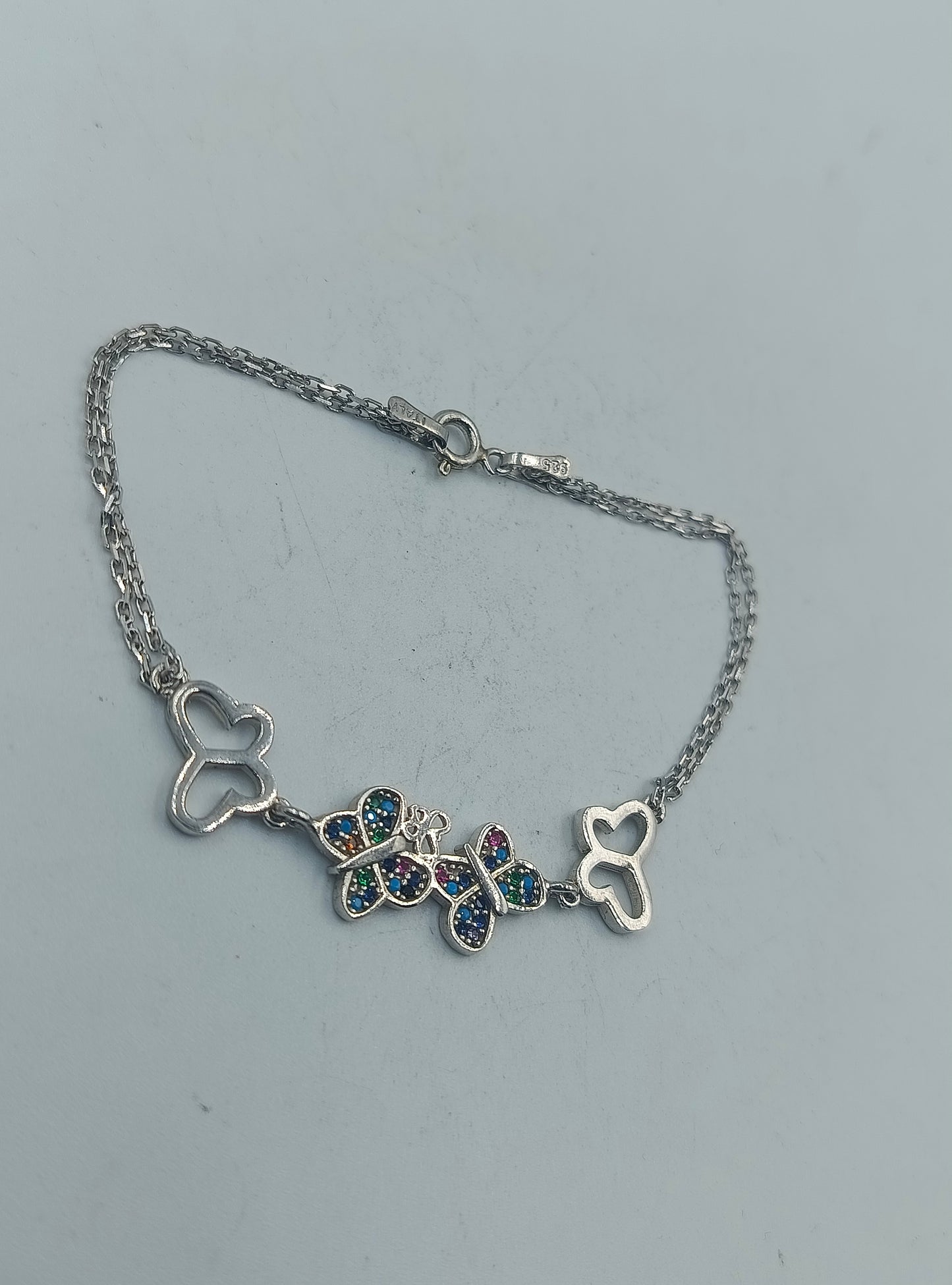 Schmetterlings Armband aus 925 Silber mit bunten Steinen