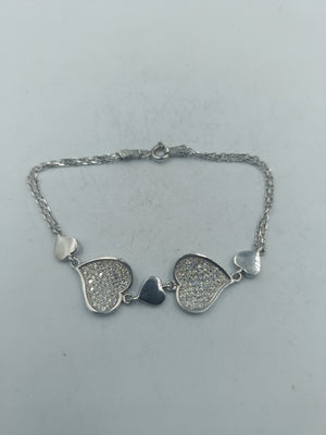 Silberarmband mit Herzdesign glitzernde Herz Elemente 925 Silber