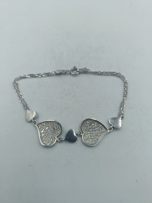 Silberarmband mit Herzdesign glitzernde Herz Elemente 925 Silber