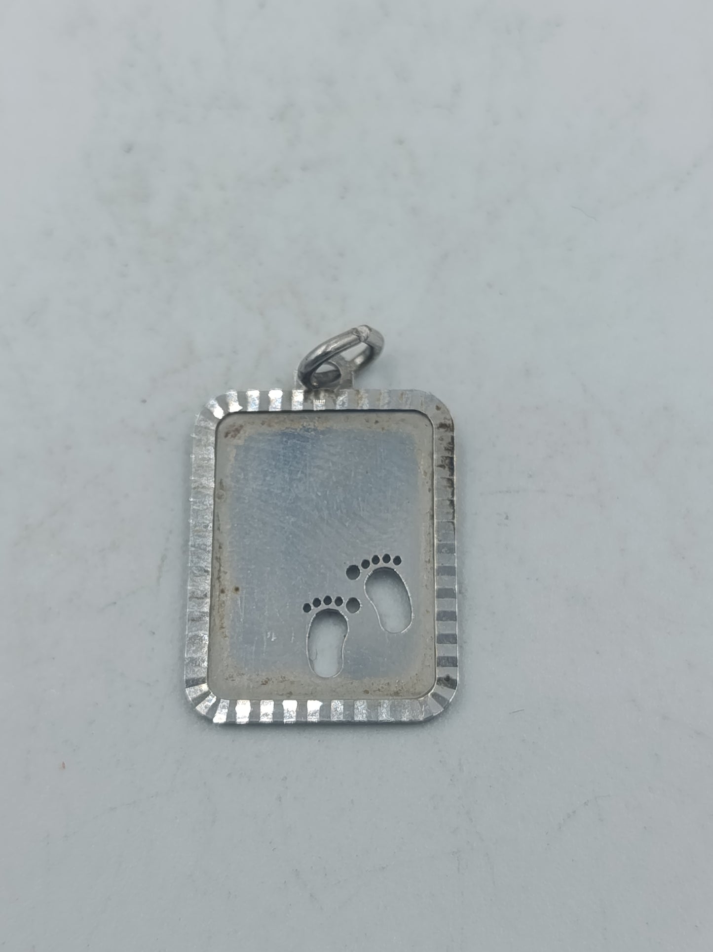 Silber Anhänger rechteckig mit Babyfuß Motiv 925
