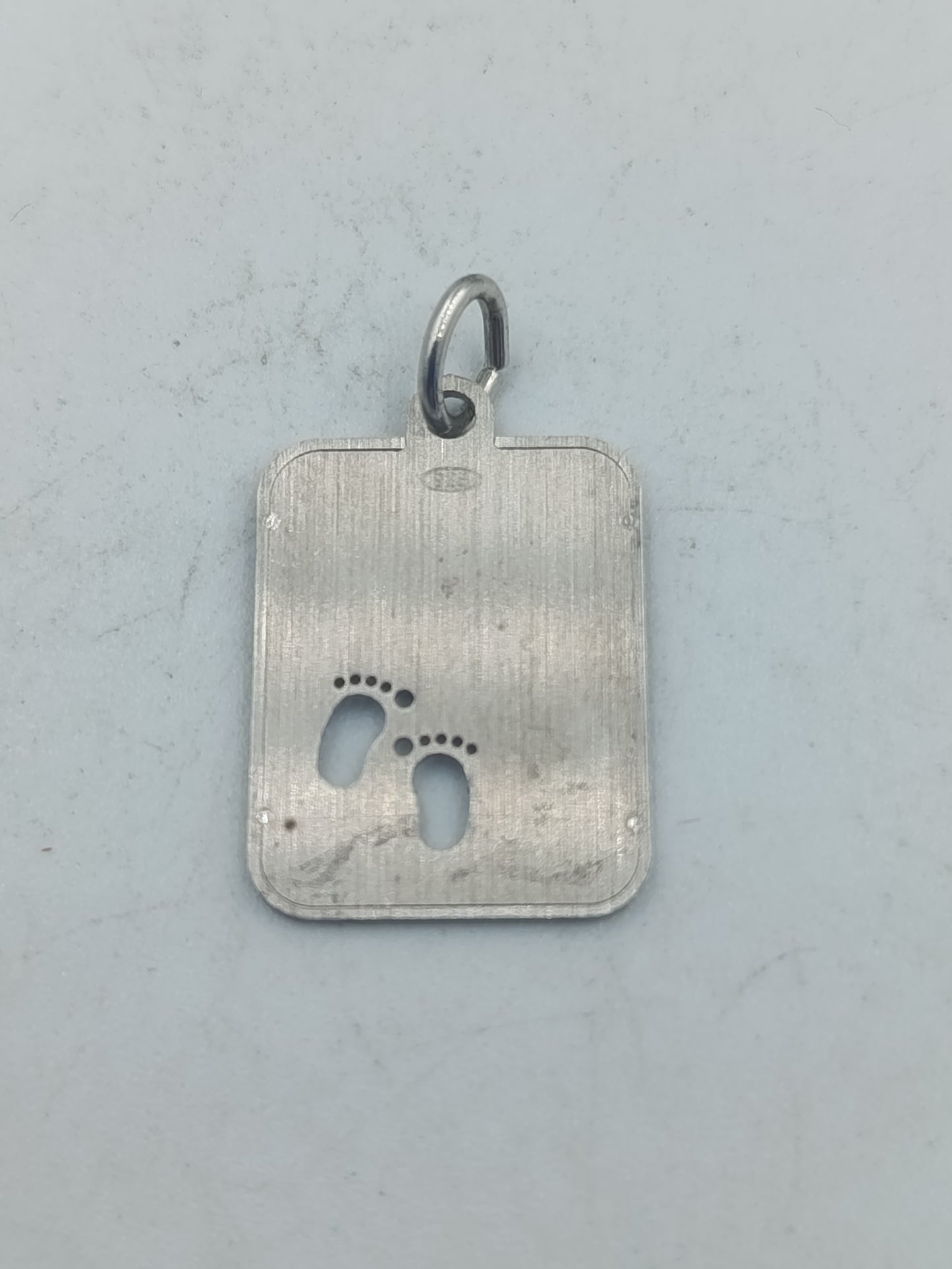 Silber Anhänger rechteckig mit Babyfuß Motiv 925