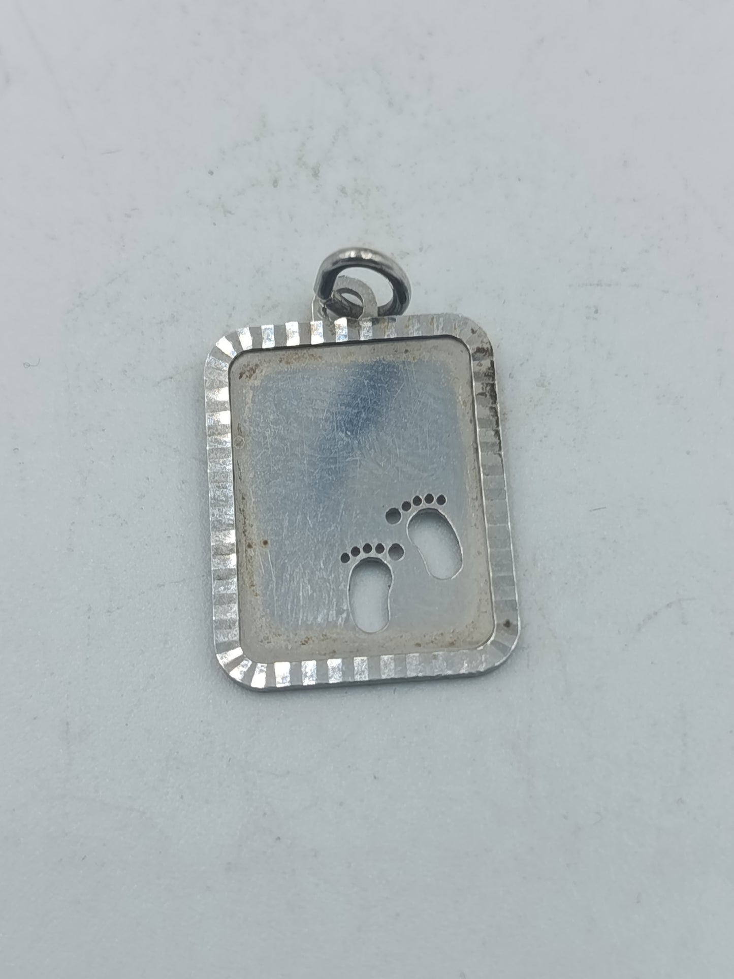 Silber Anhänger rechteckig mit Babyfuß Motiv 925