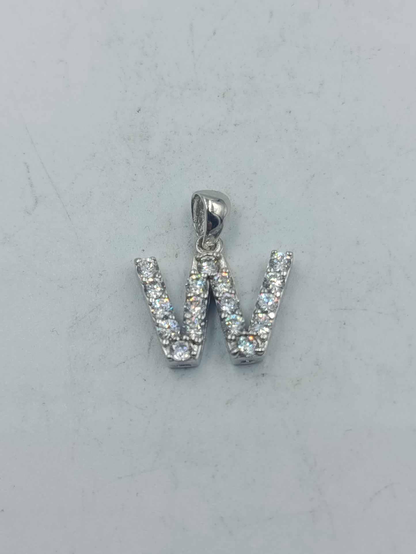 925 Silber Anhänger W Buchstabe Zirkonia glänzend