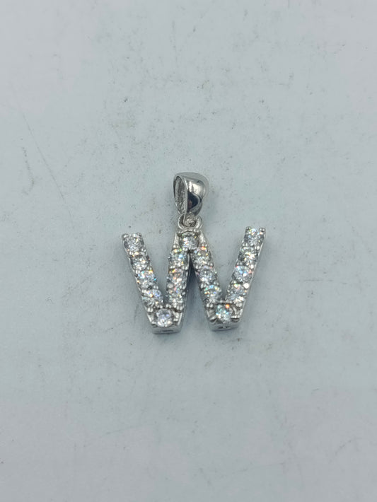 925 Silber Anhänger W Buchstabe Zirkonia glänzend