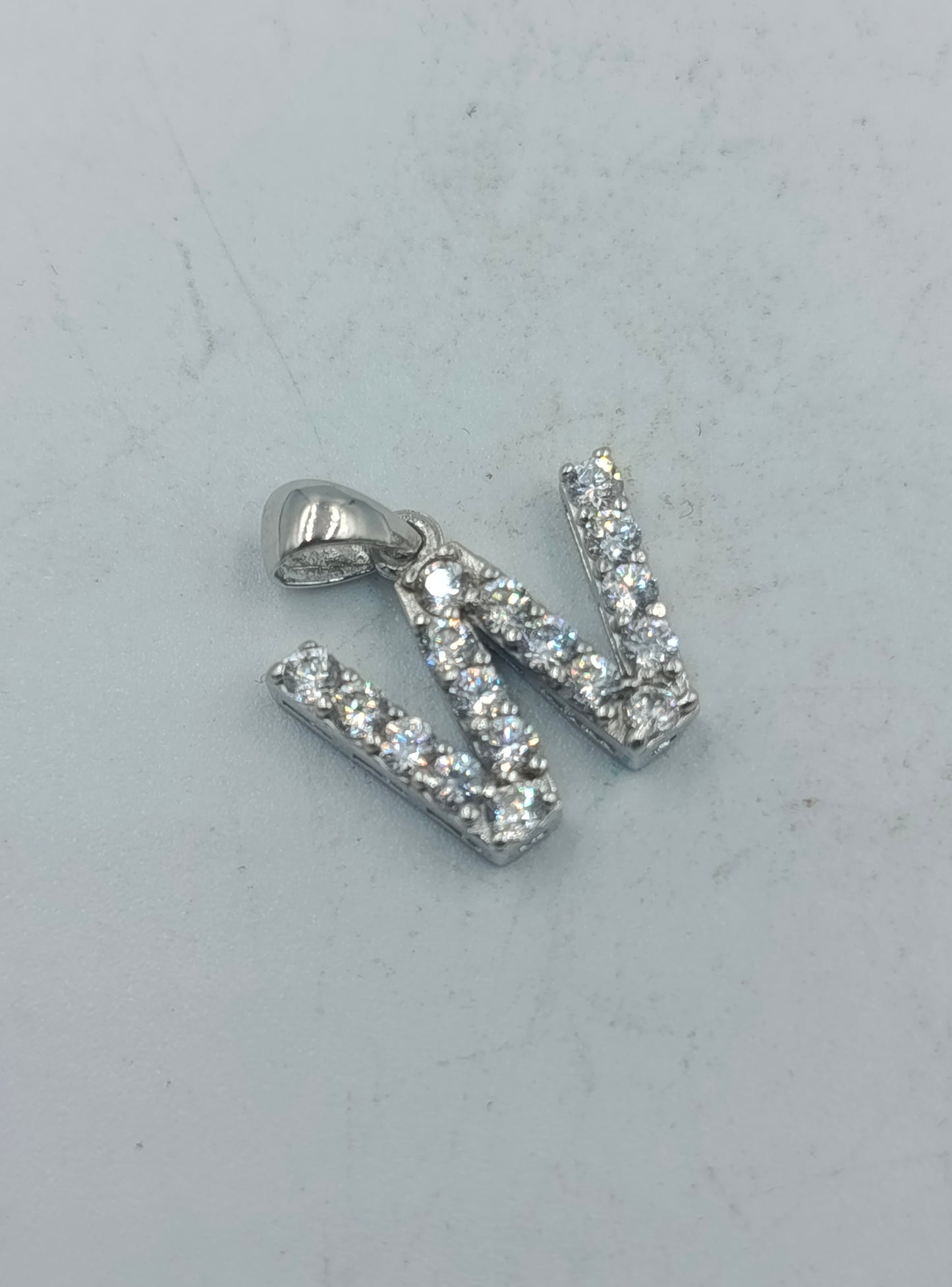 925 Silber Anhänger W Buchstabe Zirkonia glänzend