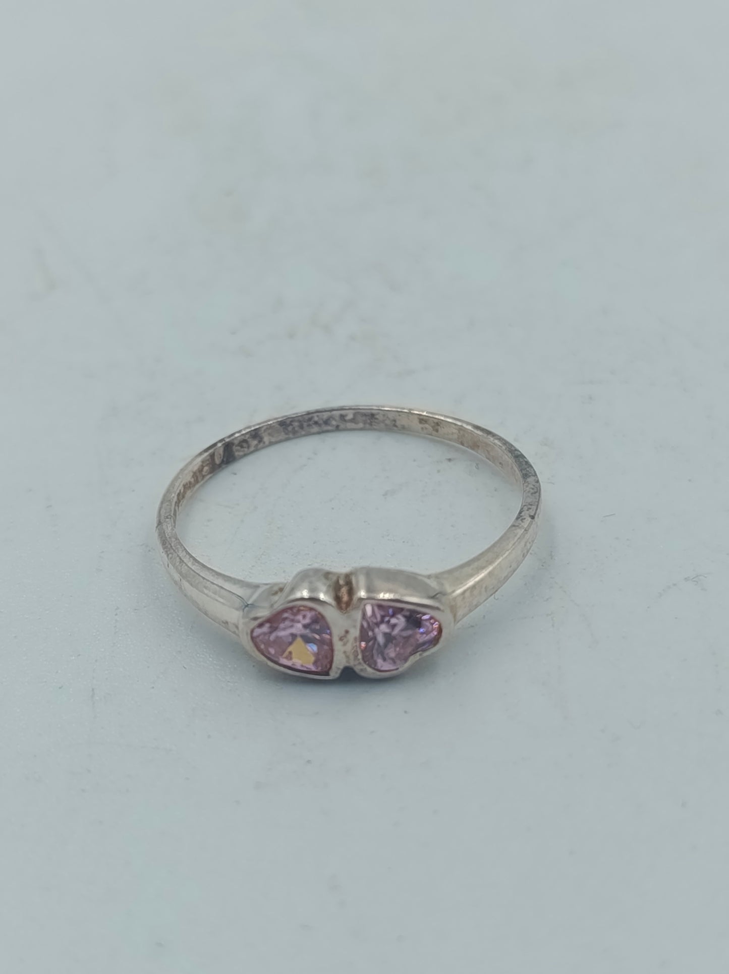 925 Silber Ring mit rosa Herzsteinen Größe 56  Romantisches Design