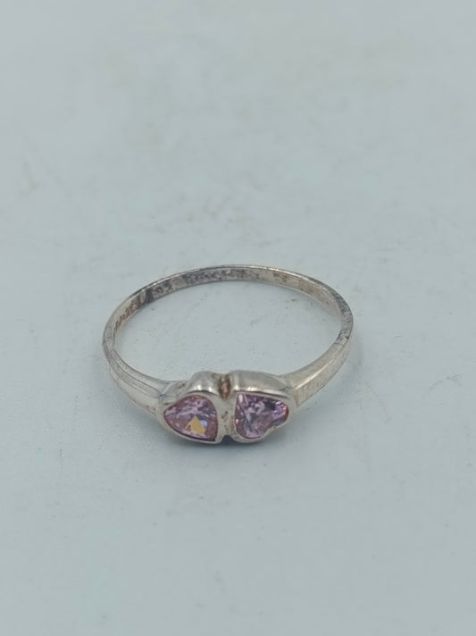 925 Silber Ring mit rosa Herzsteinen Größe 56  Romantisches Design