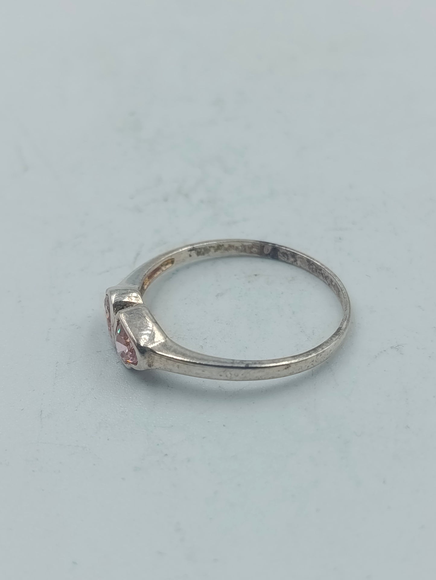 925 Silber Ring mit rosa Herzsteinen Größe 56  Romantisches Design