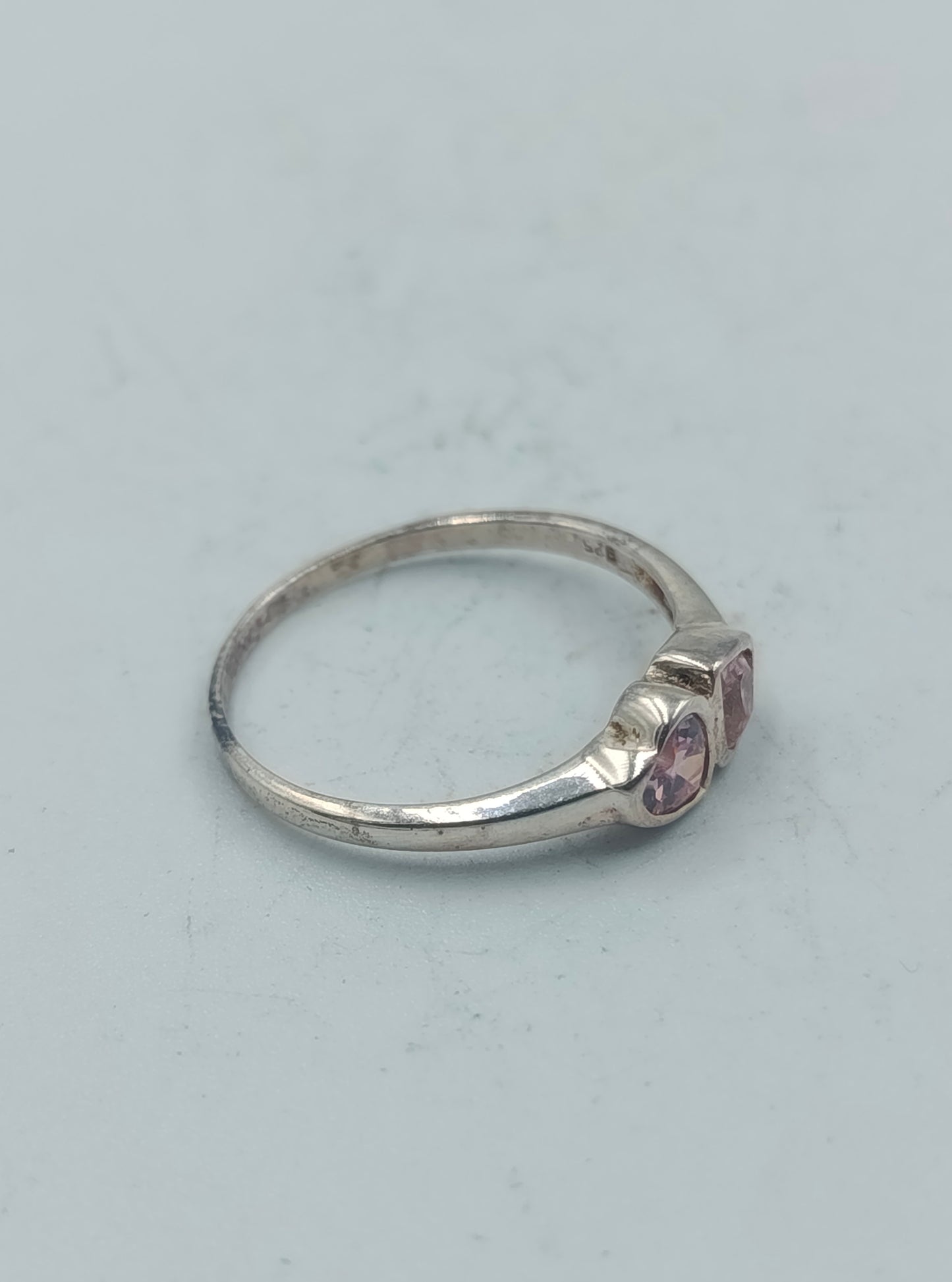 925 Silber Ring mit rosa Herzsteinen Größe 56  Romantisches Design