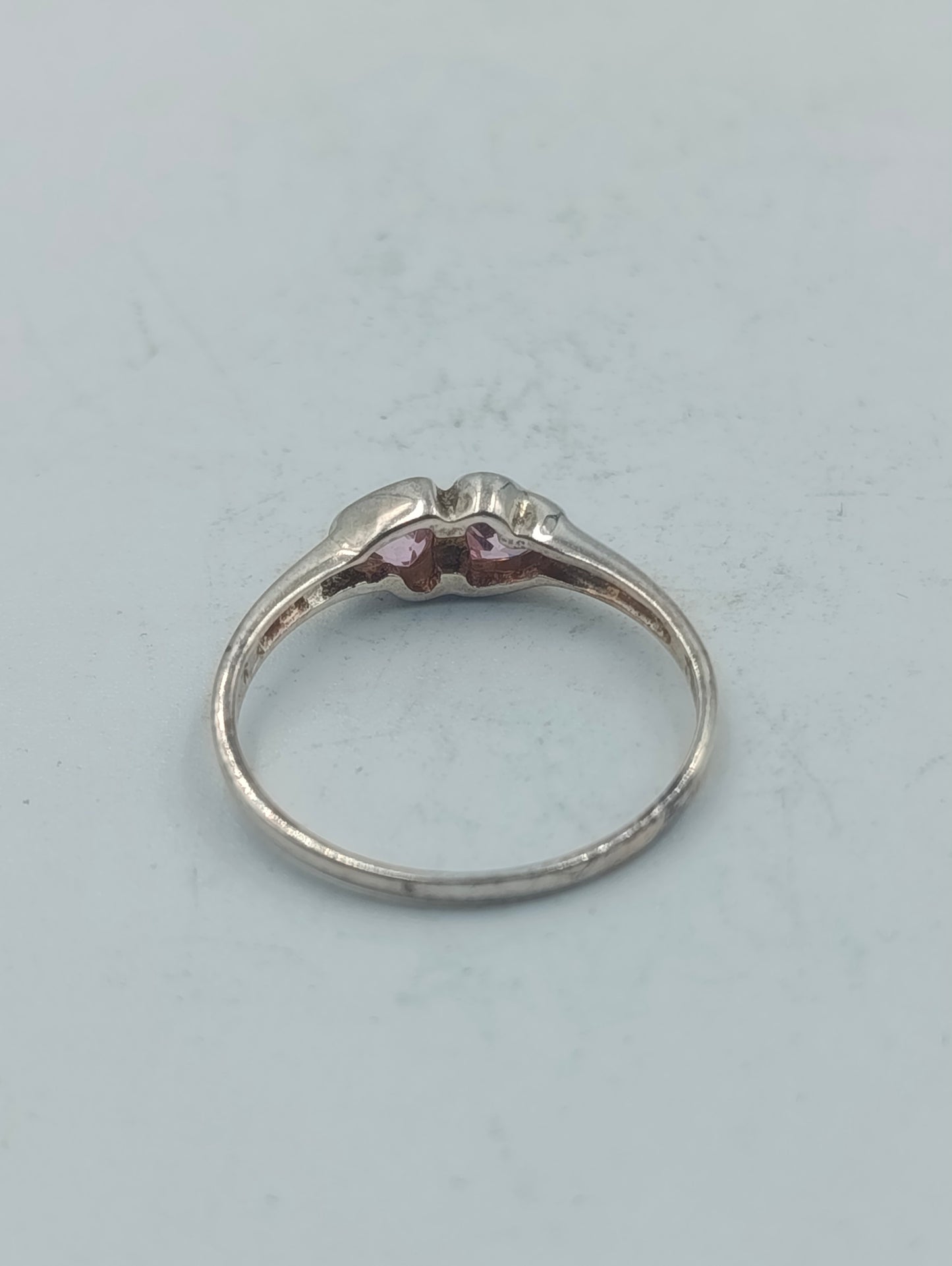 925 Silber Ring mit rosa Herzsteinen Größe 56  Romantisches Design