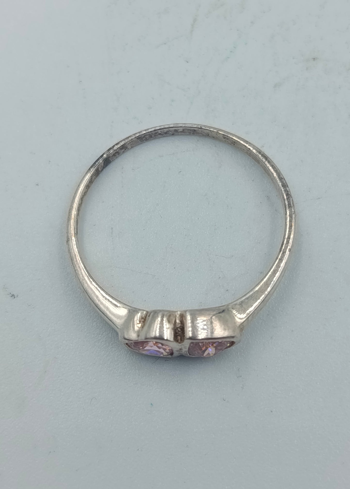 925 Silber Ring mit rosa Herzsteinen Größe 56  Romantisches Design