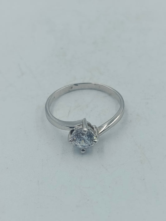 925 Silber Ring mit klarem Stein Größe 54 klassischer Look
