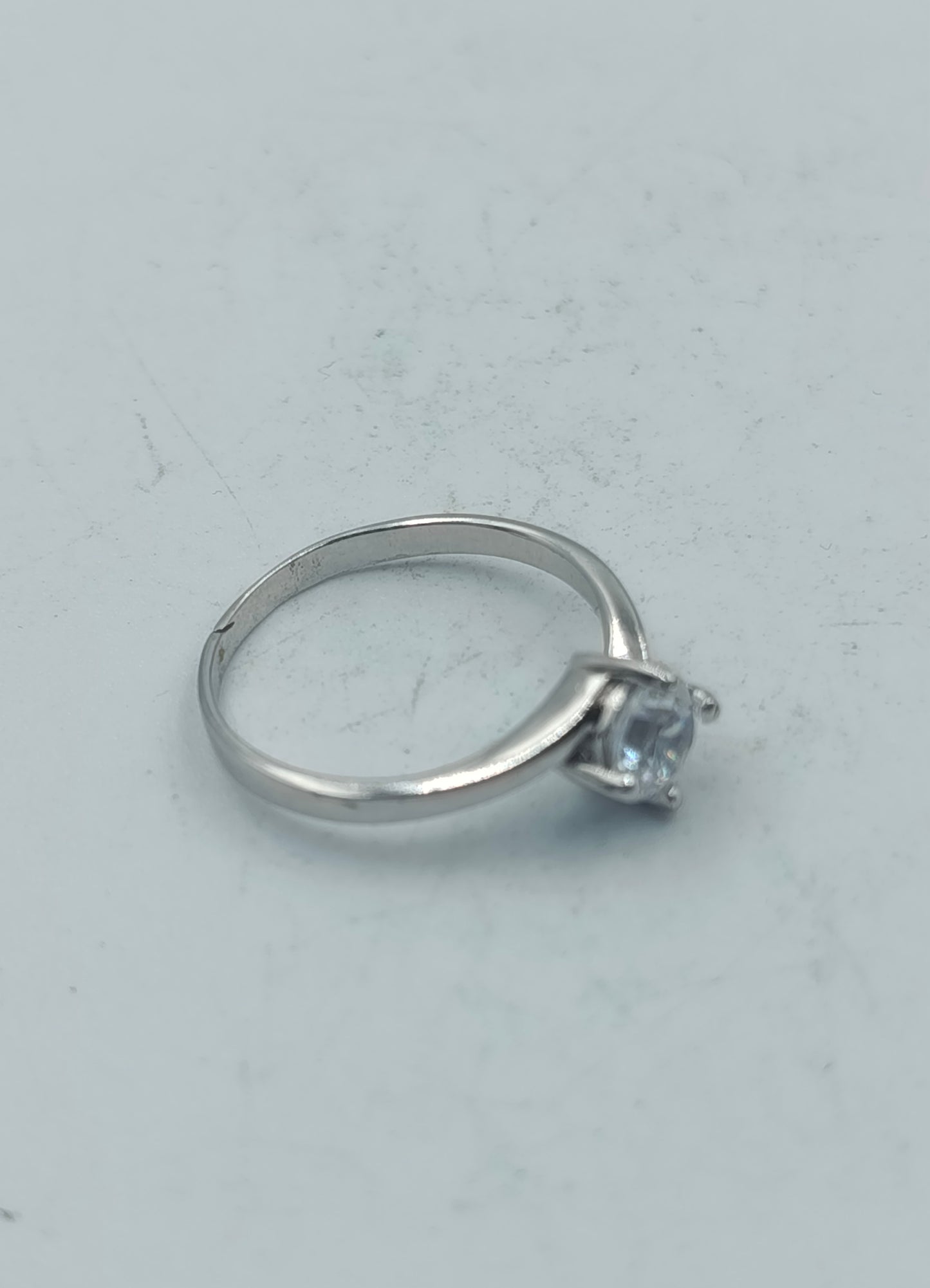 925 Silber Ring mit klarem Stein Größe 54 klassischer Look
