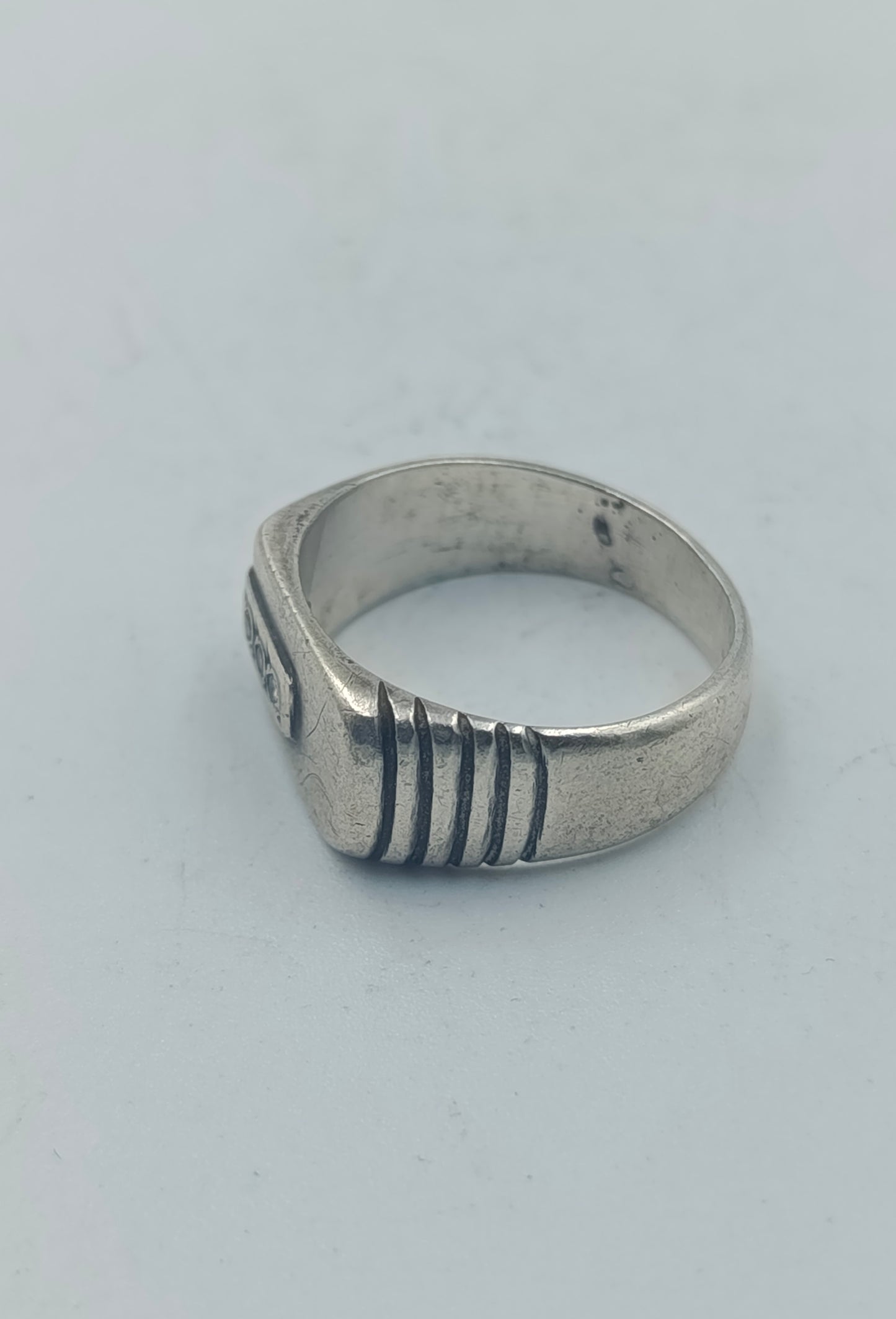 Silberring Gr58 mit klaren Steinen  Vintage Herrenring