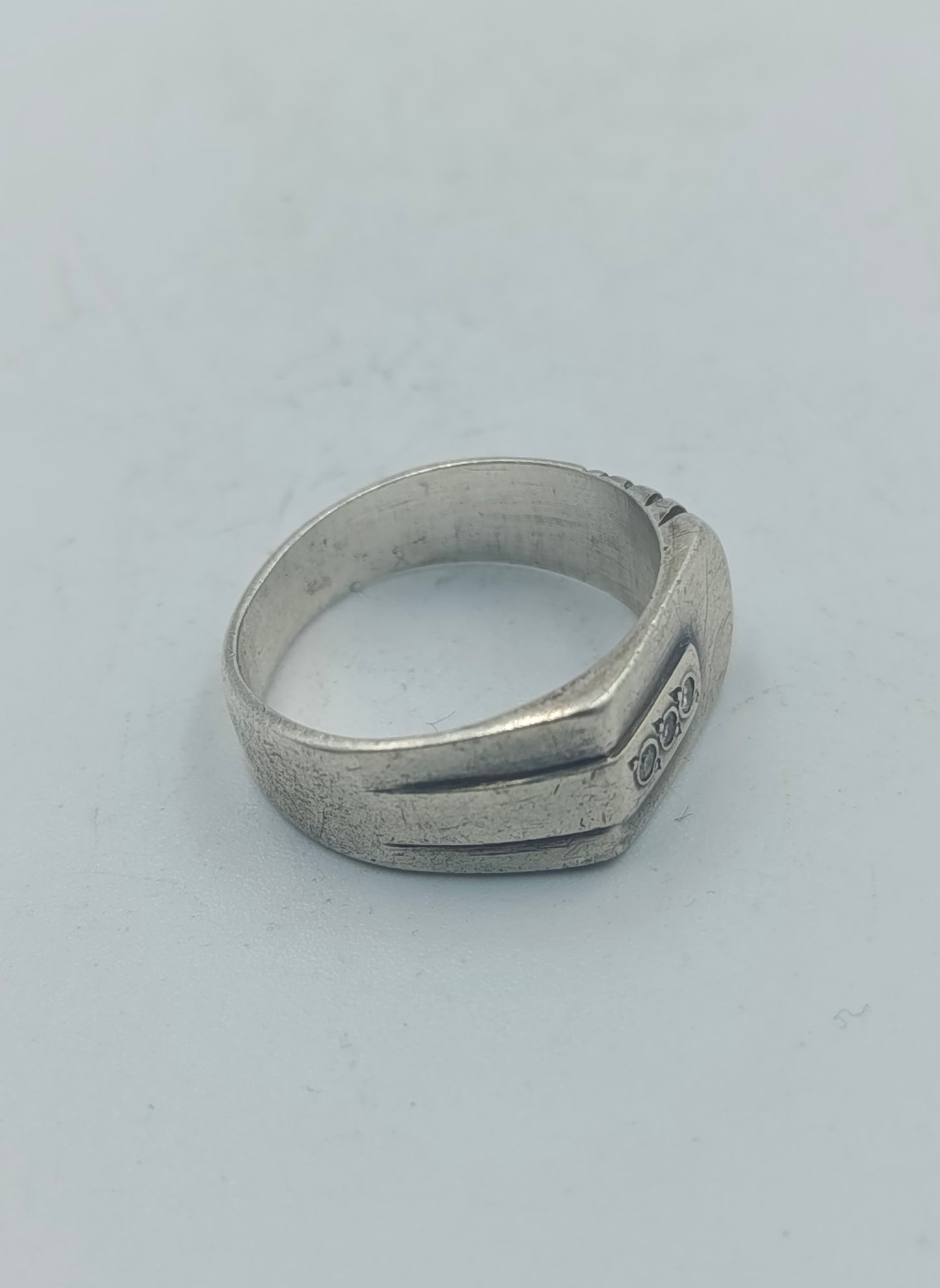 Silberring Gr58 mit klaren Steinen  Vintage Herrenring