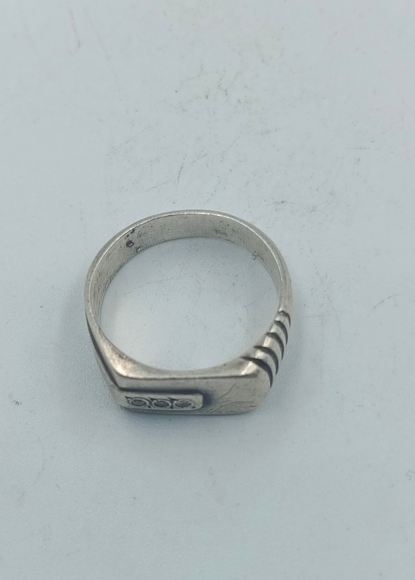 Silberring Gr58 mit klaren Steinen  Vintage Herrenring